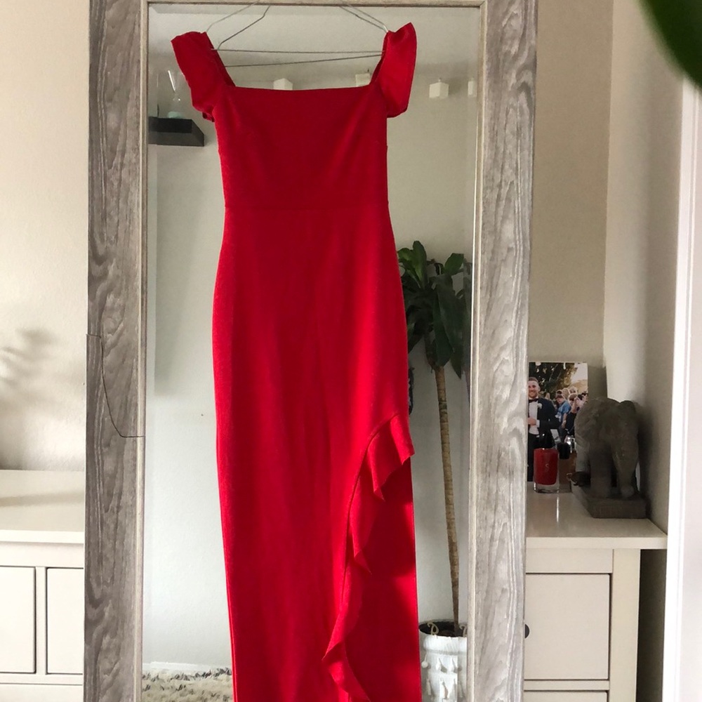Missguided Bardot Frill Detail Maxi Dress
